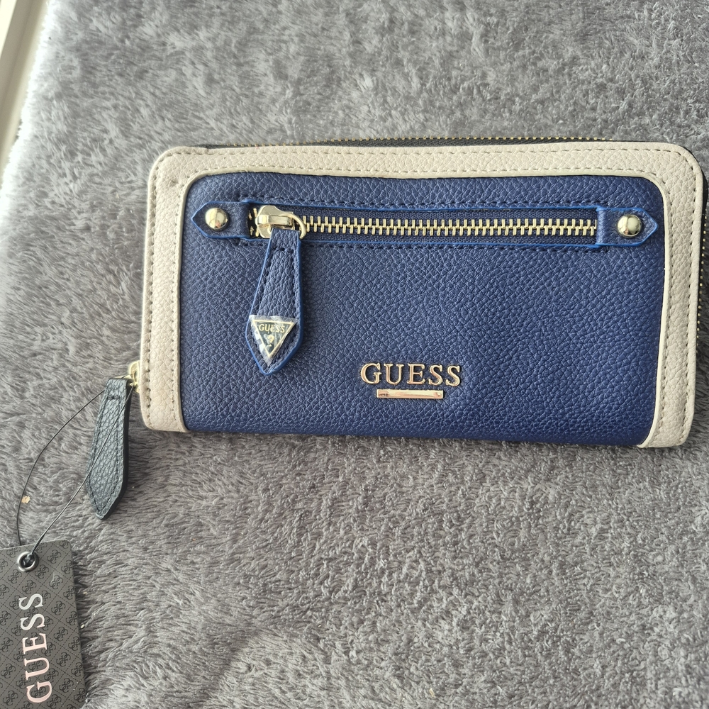 GUESS Blue and Cream Women's Wallet